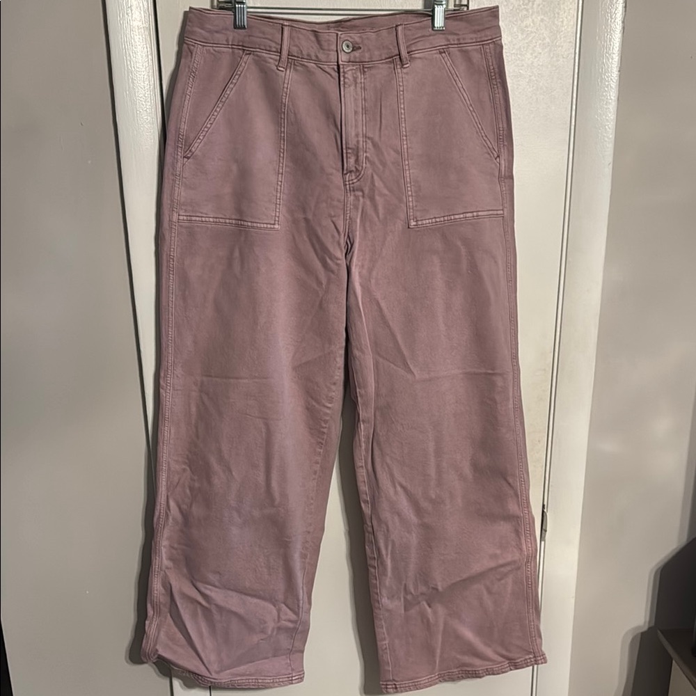 American Eagle Outfitters Women's Pink Wide Leg Jeans